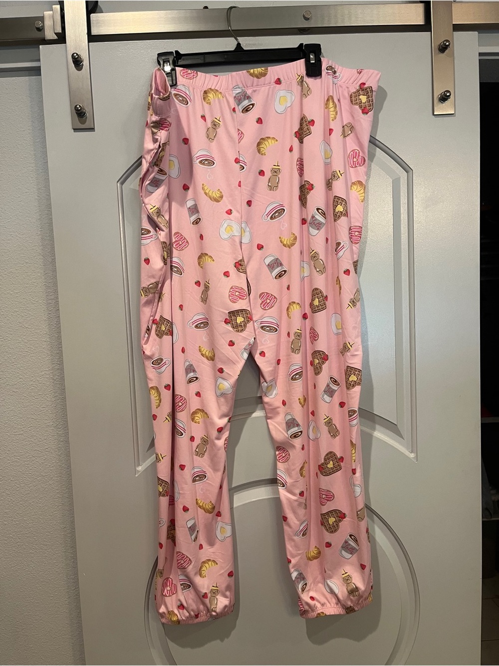Bubblegum Pink sweet Breakfast Print Pajama Pants. Plus size!